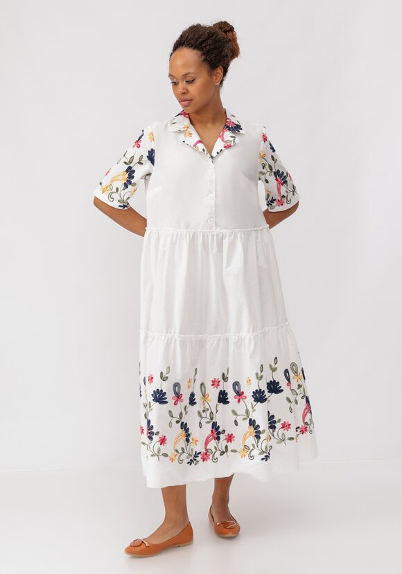 Платье ярусное с цветочной вышивкой шир.  580, рис. 19