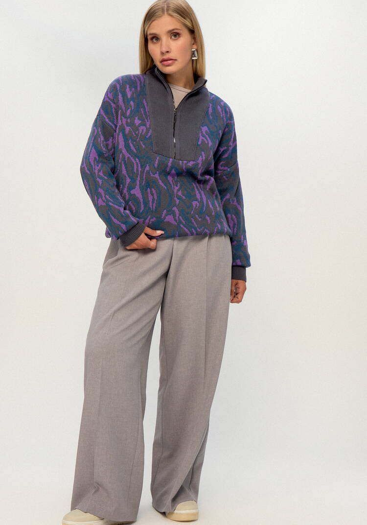 Джемпер поло с принтом абстракция шир.  750, рис. 9