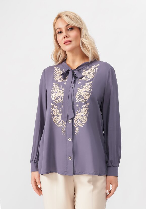 Блуза с цветочным принтом на груди шир.  580, рис. 11