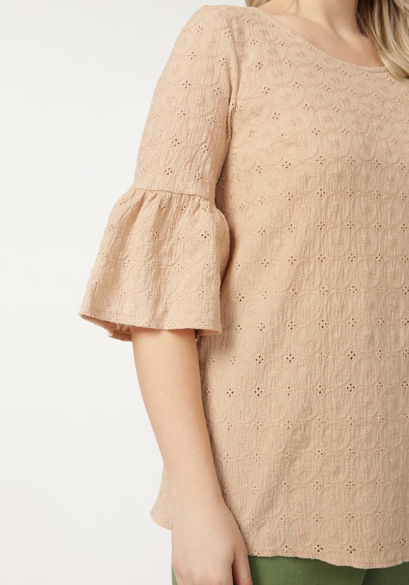 Блуза из шитья с воланом по низу рукава шир.  580, рис. 24