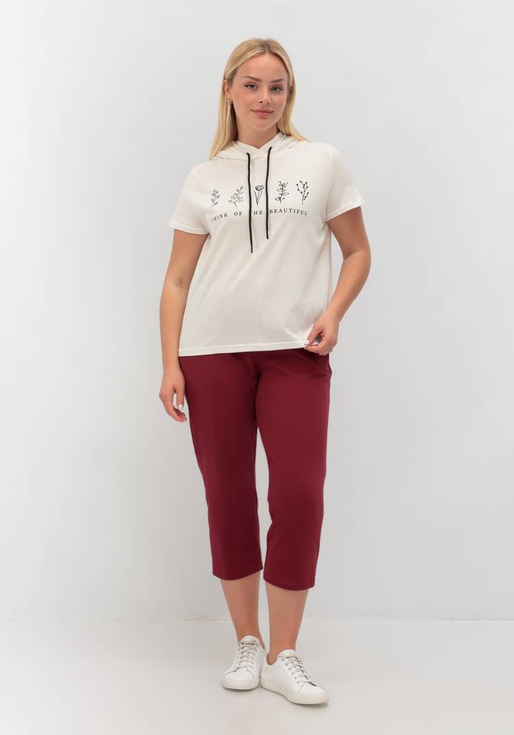 Футболка с капюшоном и лаконичным принтом шир.  750, рис. 45