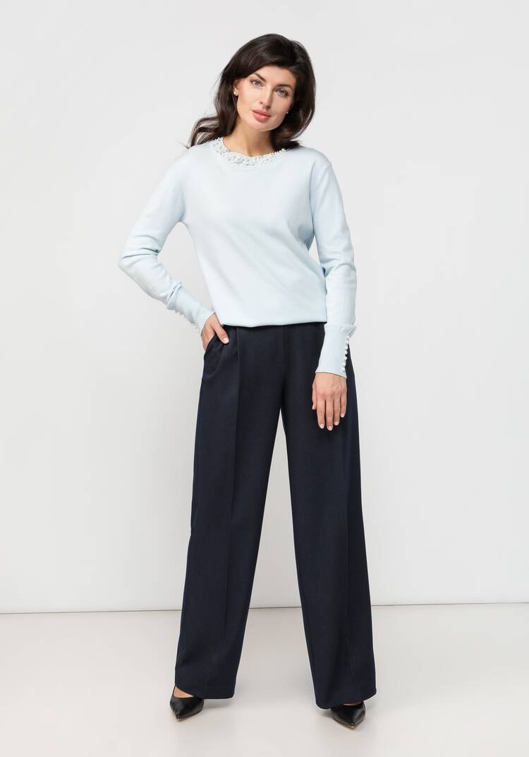 Джемпер с декором из жемчуга по горловине шир.  750, рис. 29