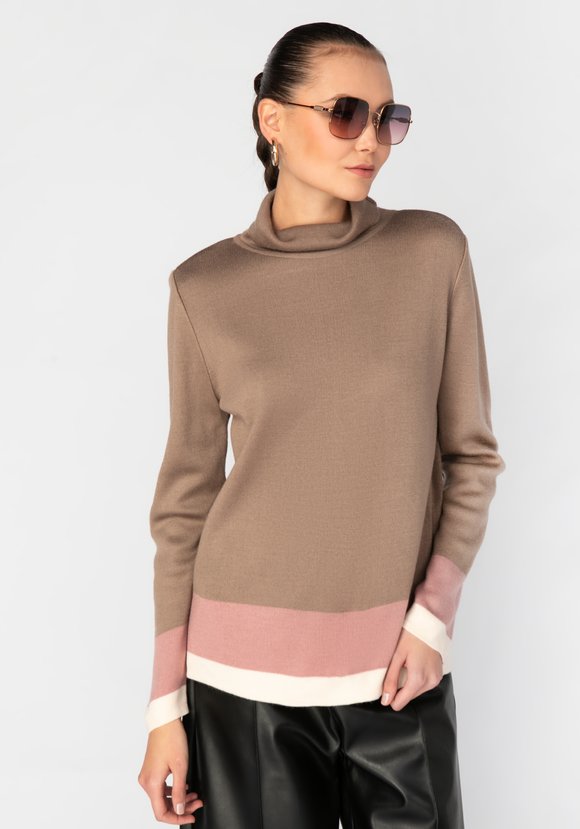 Свитер женский с контрастными полосами шир.  580, рис. 7