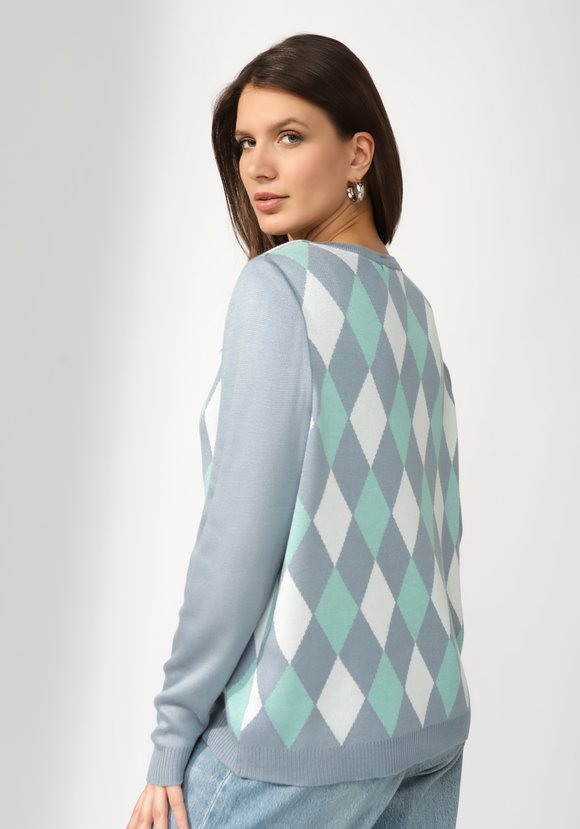 Кардиган с ромбами по полочке и спинке шир.  580, рис. 19