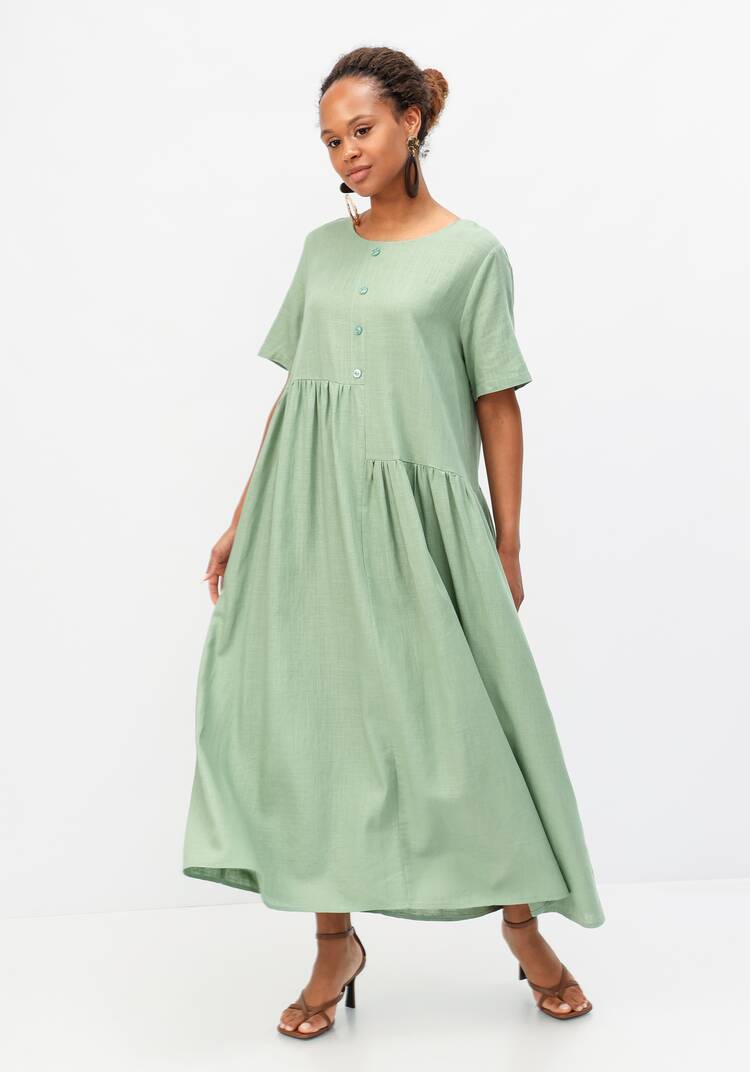 Платье с декоративной планкой и пуговицами шир.  750, рис. 24