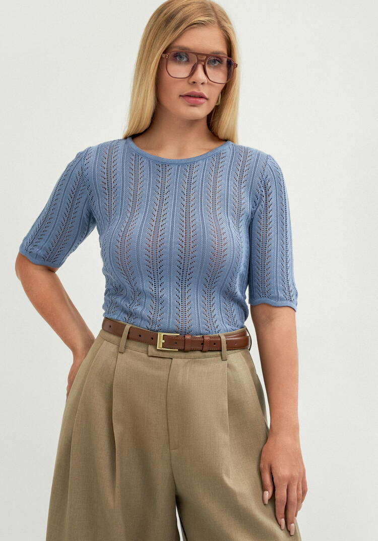 Джемпер с ажурным вертикальным рисунком шир.  750, рис. 15