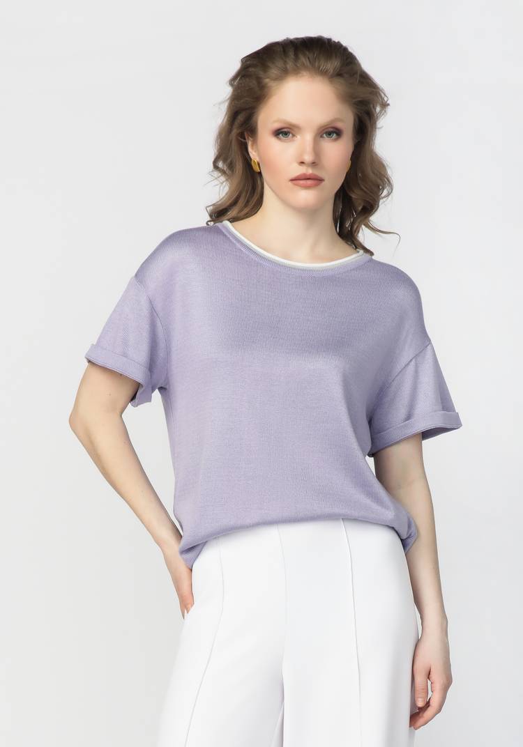 Футболка с отделкой по горловине шир.  750, рис. 18