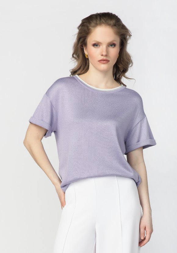 Футболка с отделкой по горловине шир.  580, рис. 18