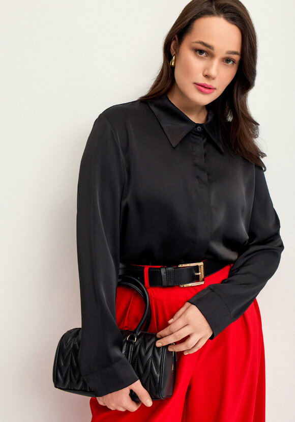 Блуза из шелка с супатной застежкой шир.  580, рис. 7