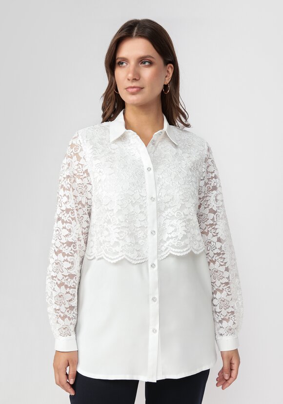 Блуза с ажурным кружевом прямого силуэта шир.  580, рис. 10