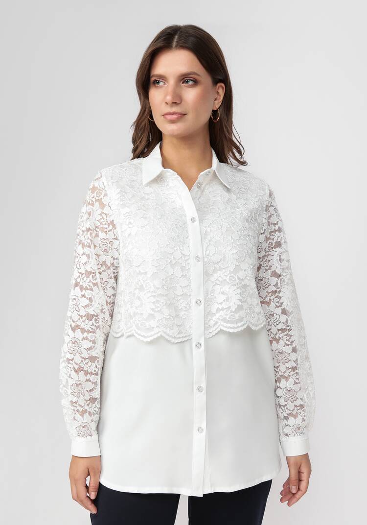 Блуза с ажурным кружевом прямого силуэта шир.  750, рис. 10