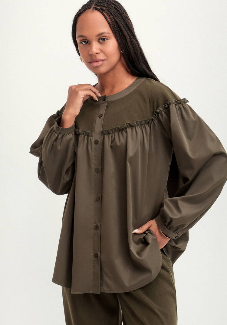 Блуза комбинированная с трикотажем шир.  750, рис. 7