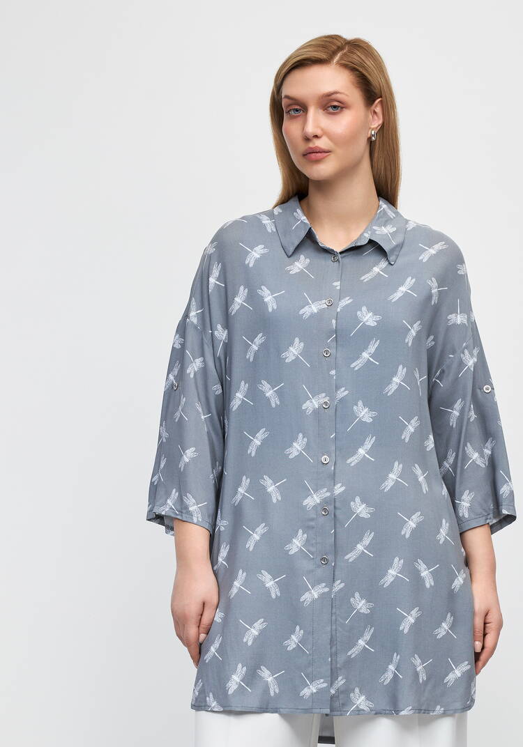 Рубашка удлиненная на пуговицах Лилия шир.  750, рис. 4