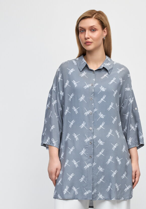 Рубашка удлиненная на пуговицах Лилия шир.  580, рис. 4