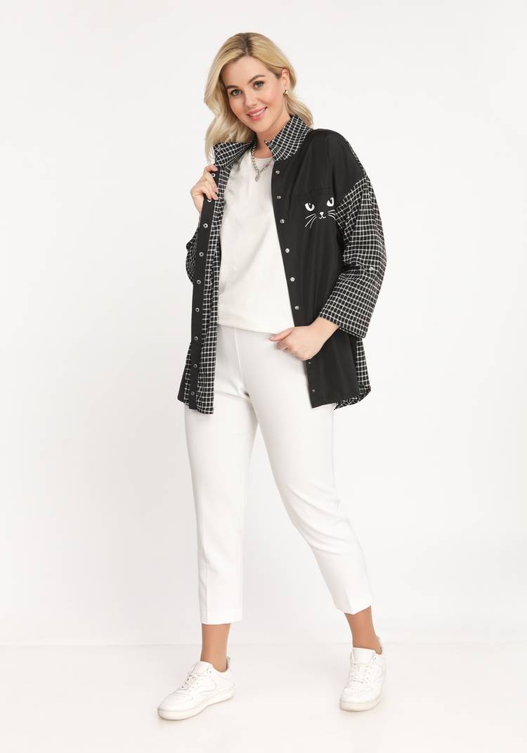 Блуза с принтом кошка шир.  750, рис. 11