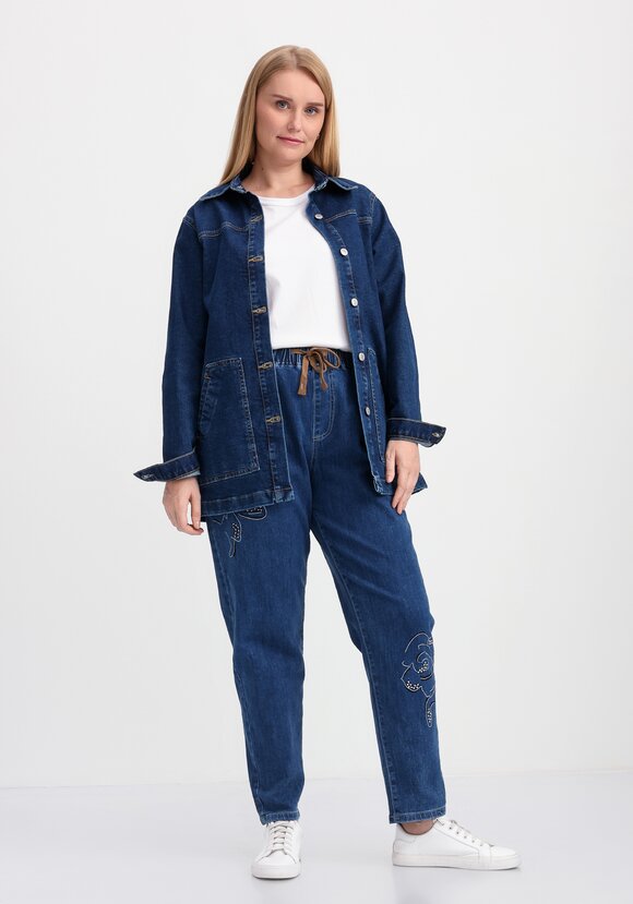 Джинсы с вышивкой Вечерняя прогулка шир.  580, рис. 2