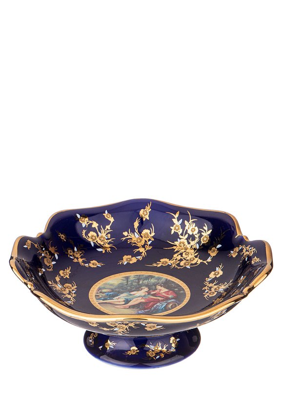 Ваза на ножке кобальт Влюблённая пара шир.  580, рис. 1