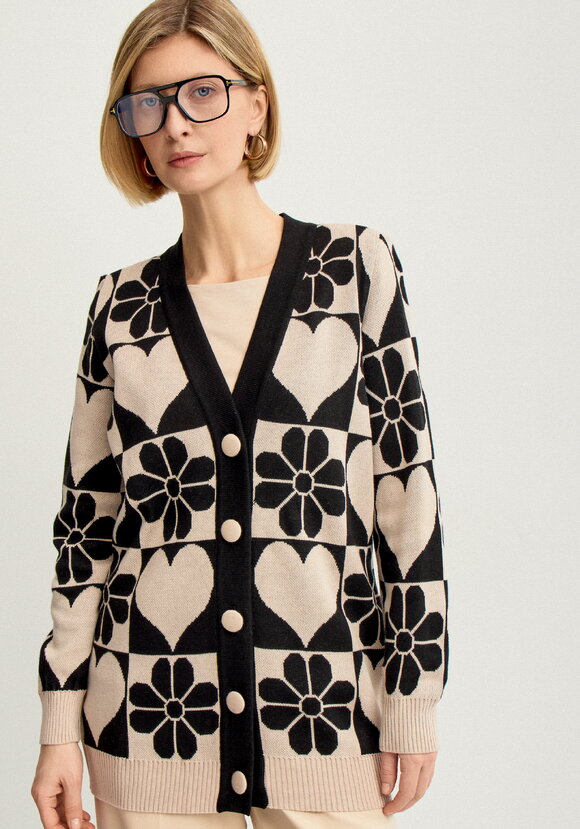 Кардиган прямой на пуговицах с рисунком шир.  580, рис. 1