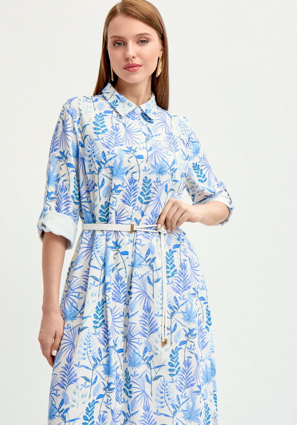 Платье-рубашка изо льна с принтом шир.  580, рис. 10