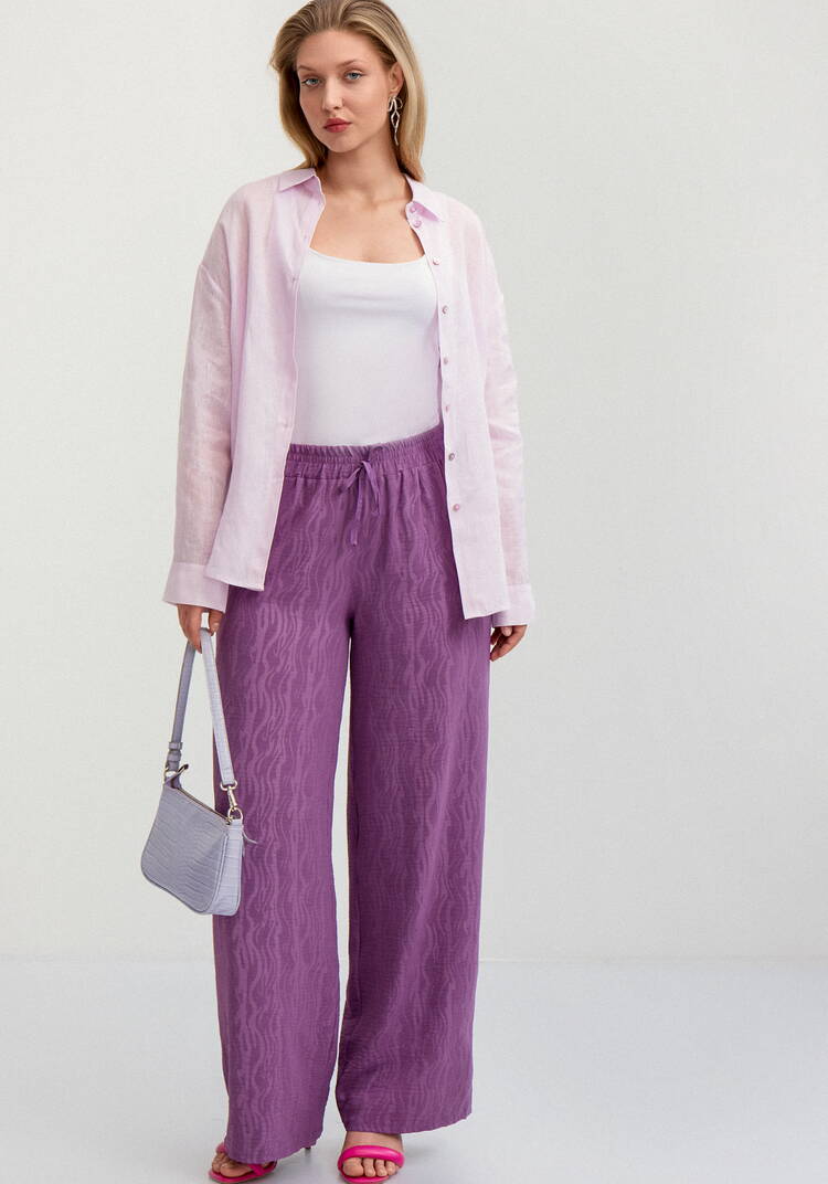 Брюки широкие с оригинальным принтом на ткани шир.  750, рис. 16