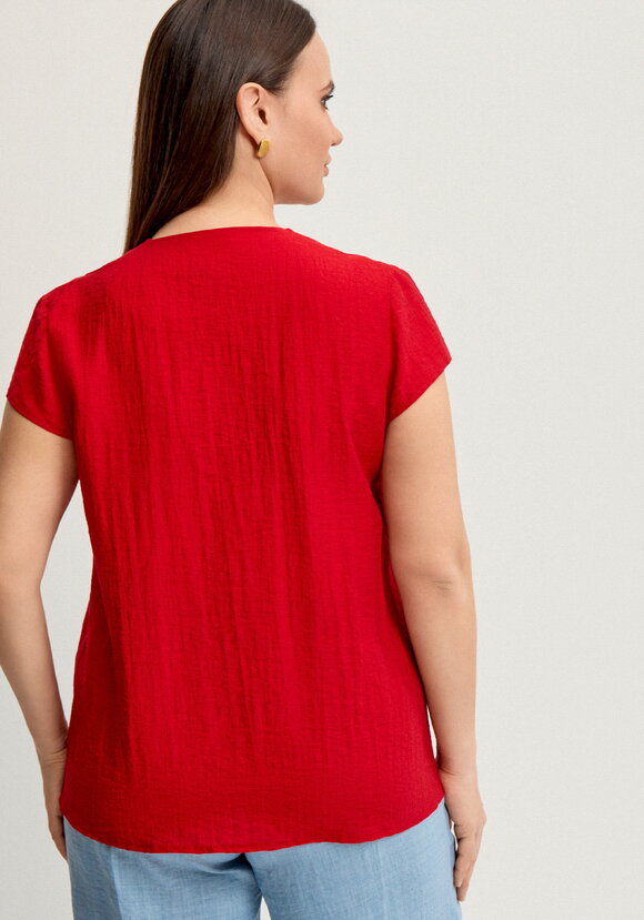 Блуза с разрезом на груди и коротким рукавом шир.  580, рис. 3