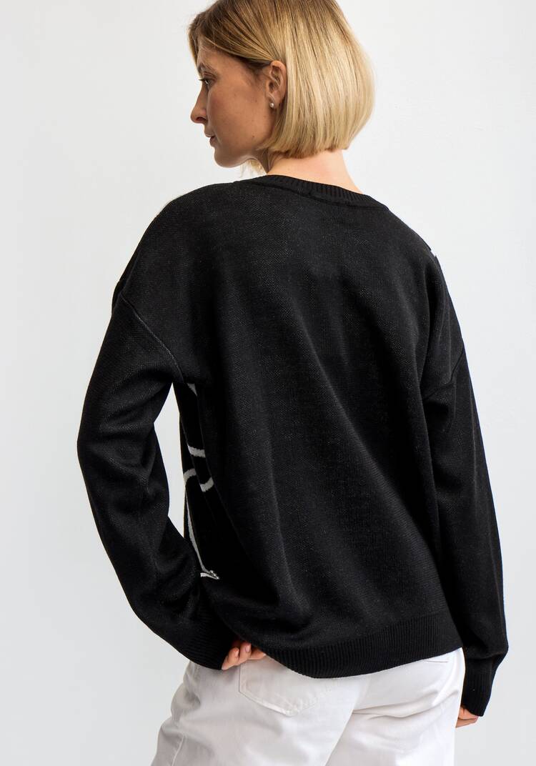 Джемпер с жемчужным декором и абстракцией шир.  750, рис. 4