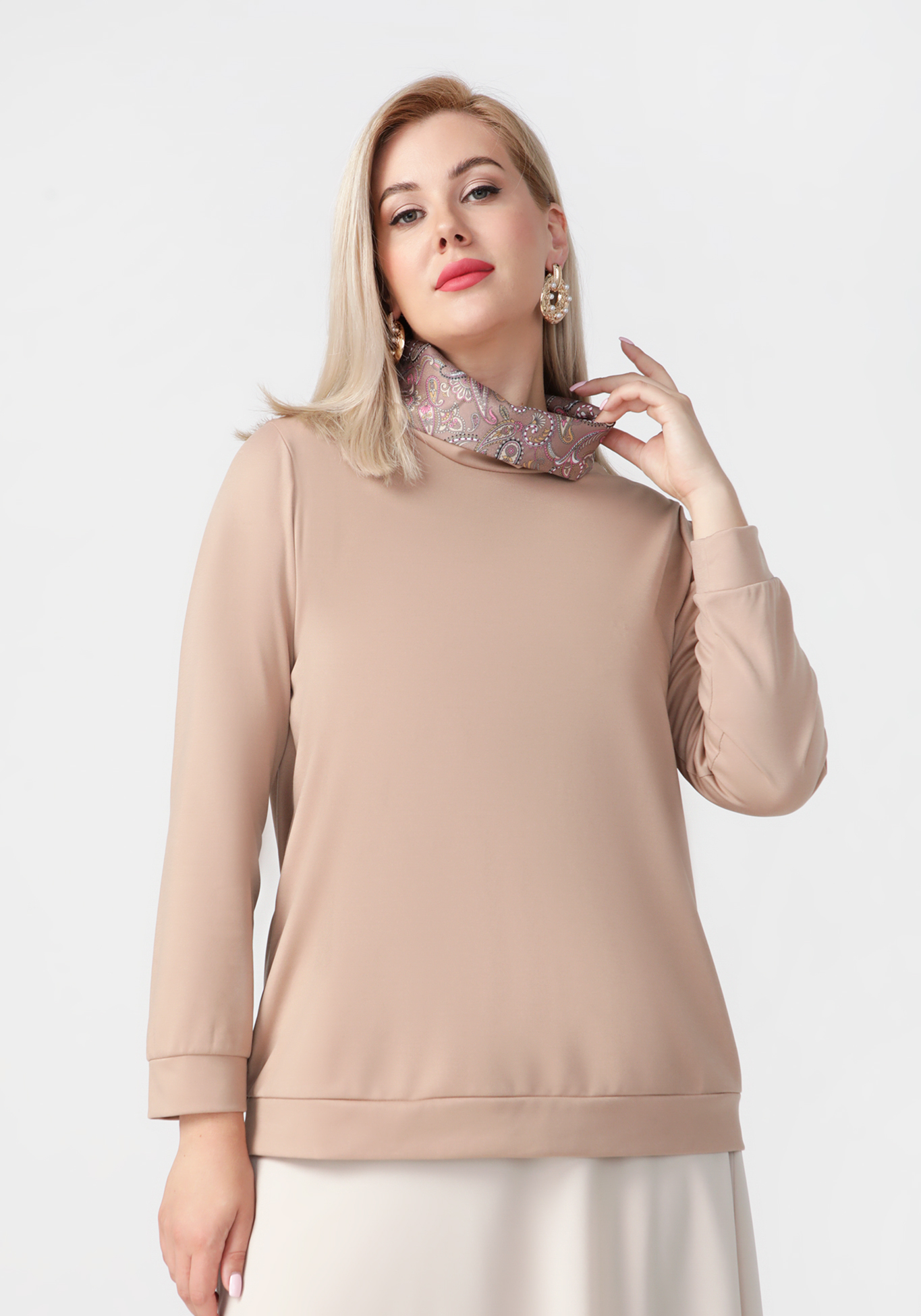 

Джемпер с контрастным воротником "хомут", Коричневый