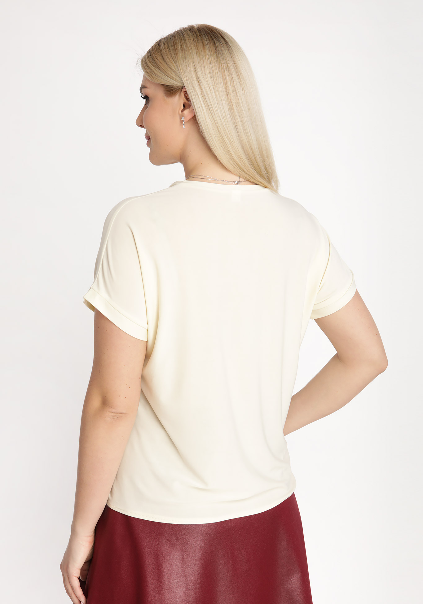 Блуза с воланом спереди, размер 50, цвет белый - фото 2