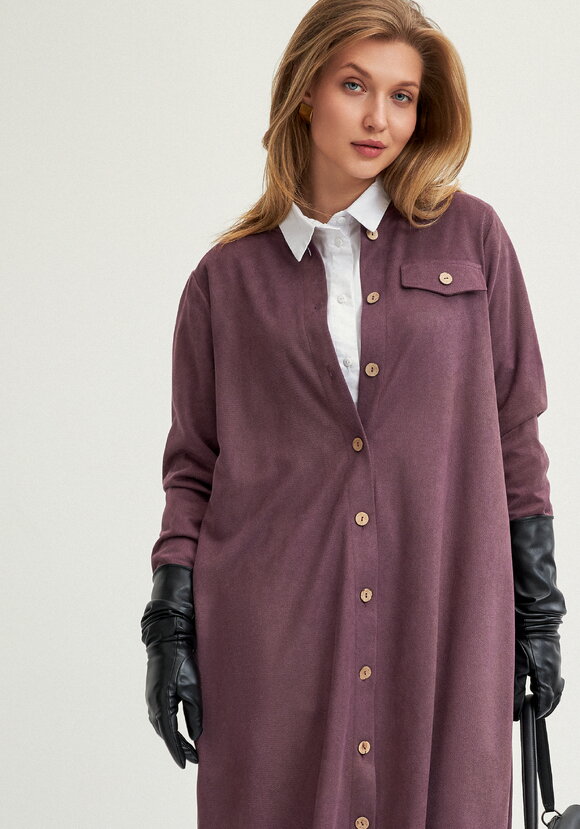 Платье-рубашка с плиссированной спинкой шир.  580, рис. 35