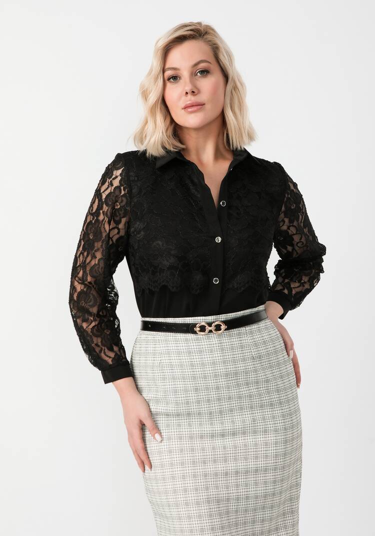 Блуза с ажурным кружевом на груди шир.  750, рис. 36