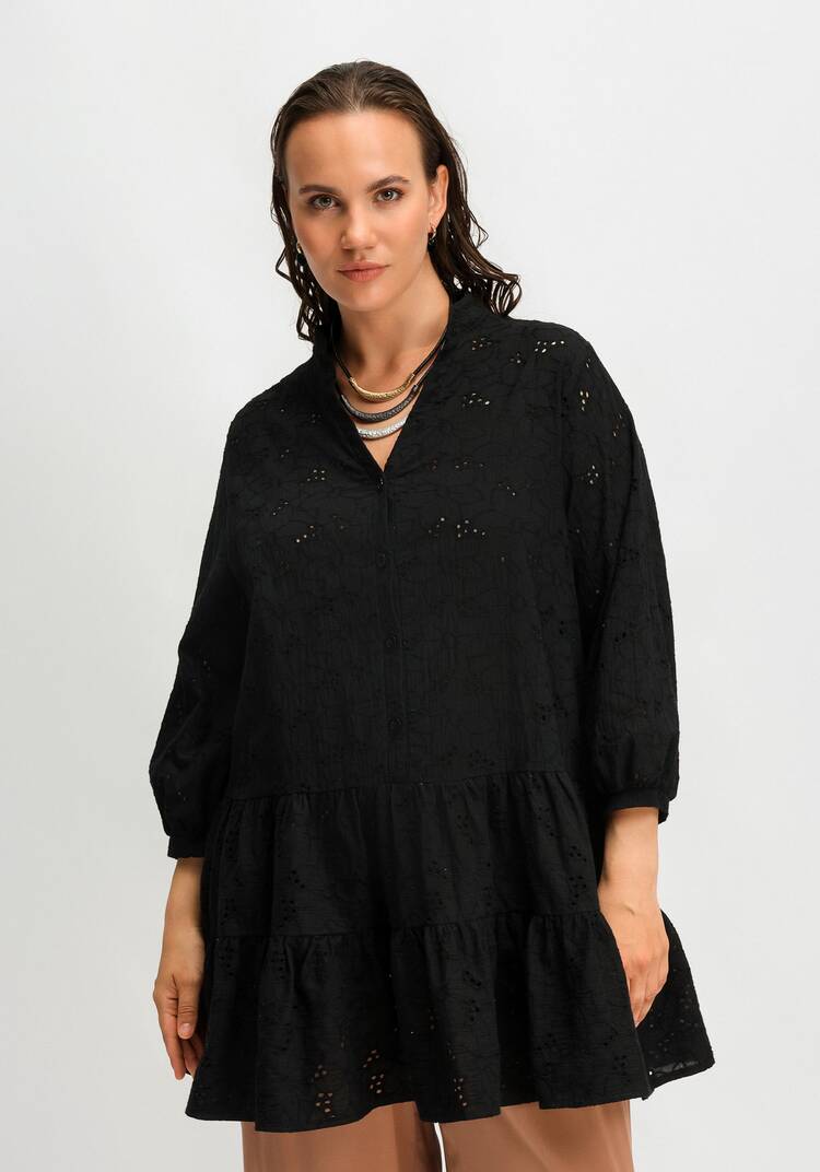 Туника из шитья с ярусами на пуговицах шир.  750, рис. 17