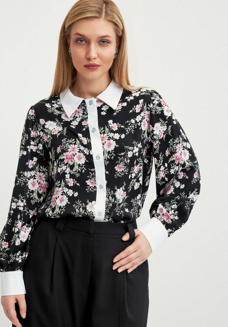 Блуза с контрастным воротникoм шир.  750, рис. 9