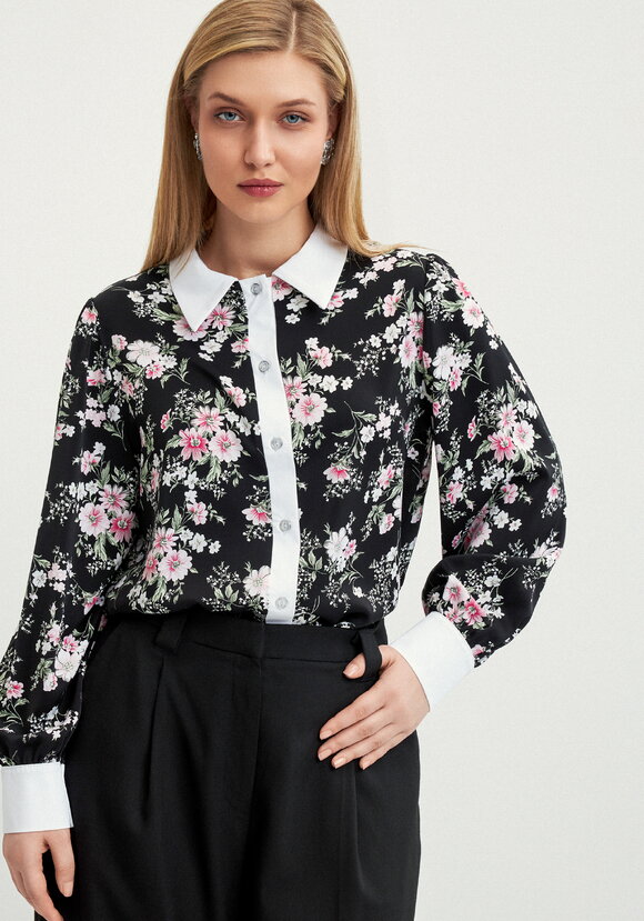 Блуза с контрастным воротникoм шир.  580, рис. 9