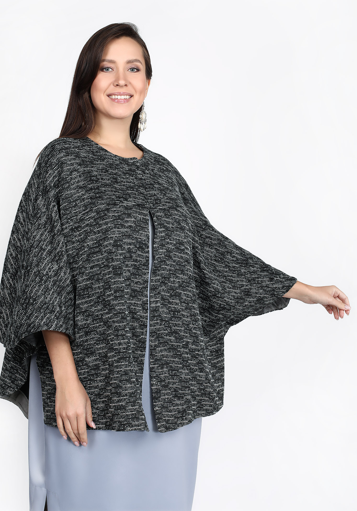 

Пальто-пончо из вязаного джерси, Серый