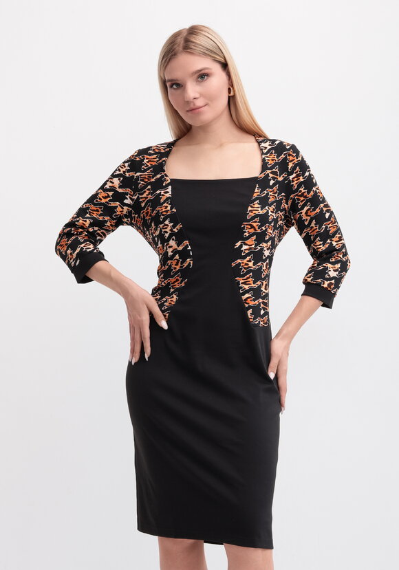 Платье классическое комбинированное из джерси шир.  580, рис. 12