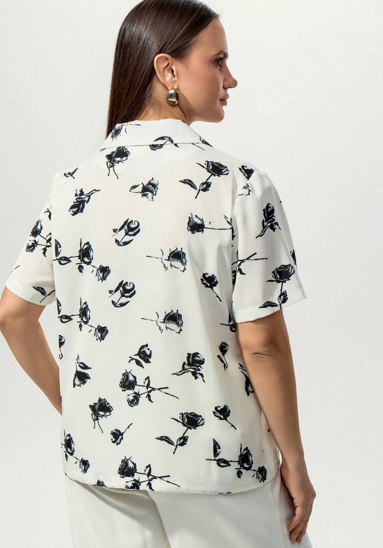 Блуза с отложным воротником в цветочек шир.  750, рис. 10