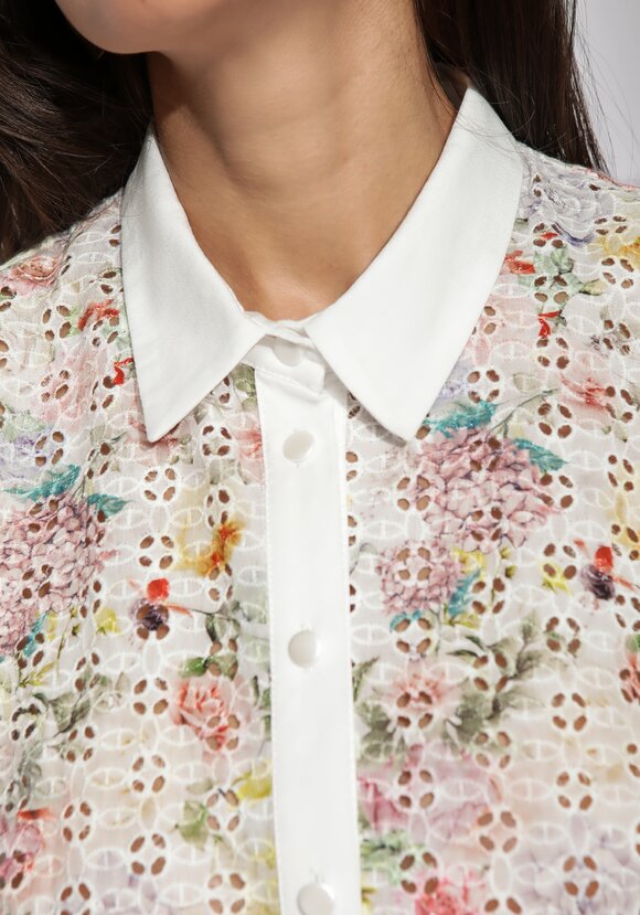 Блузка из шитья с цветочным принтом шир.  580, рис. 5