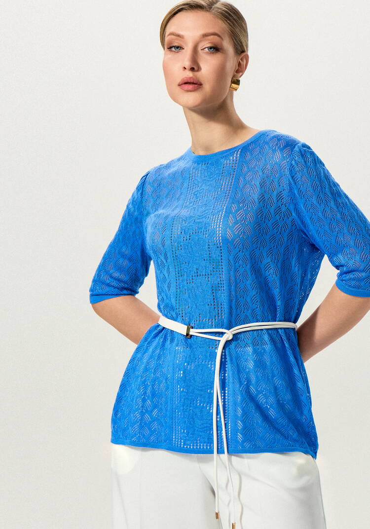 Джемпер с ажурным рисунком и защипами шир.  750, рис. 16