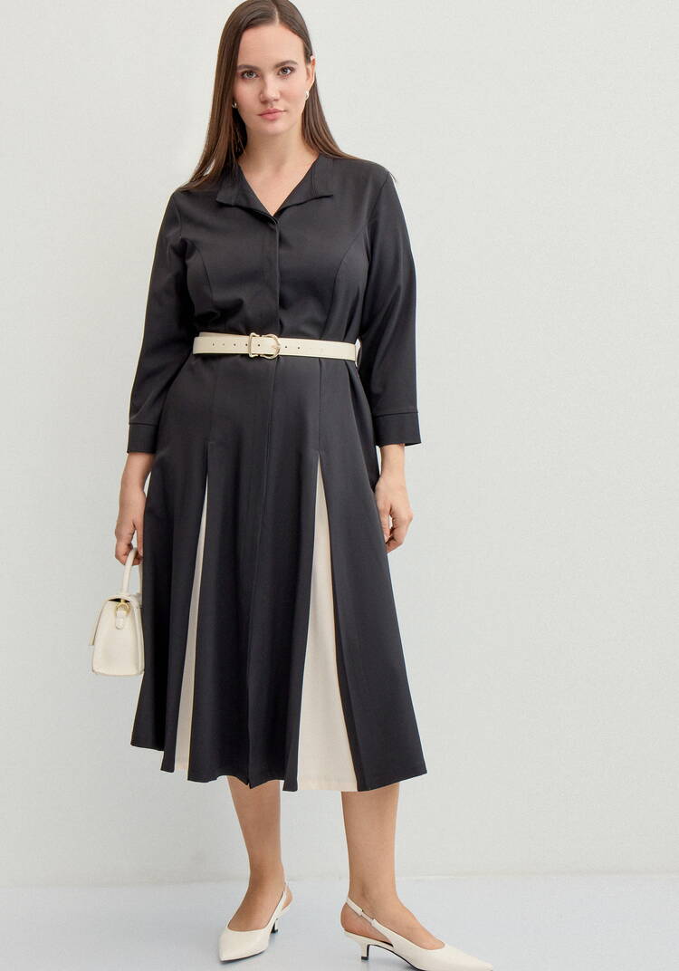 Платье с контрастными вставками в складках шир.  750, рис. 9