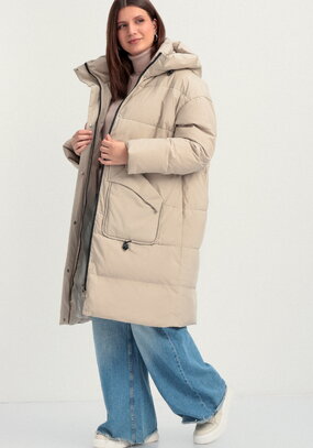 Пуховик стеганый с асимметричными карманами