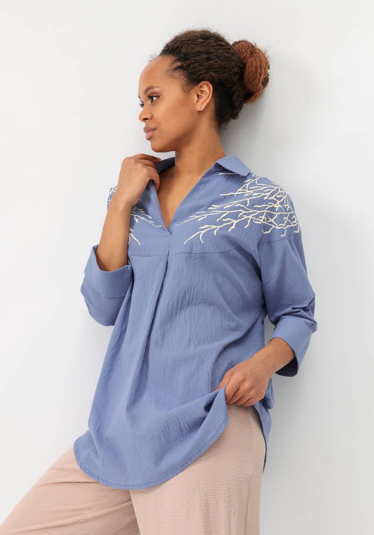 Блуза с принтом по плечам шир.  750, рис. 38