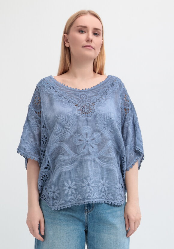 Блуза свободная с кружевным шитьем шир.  580, рис. 22
