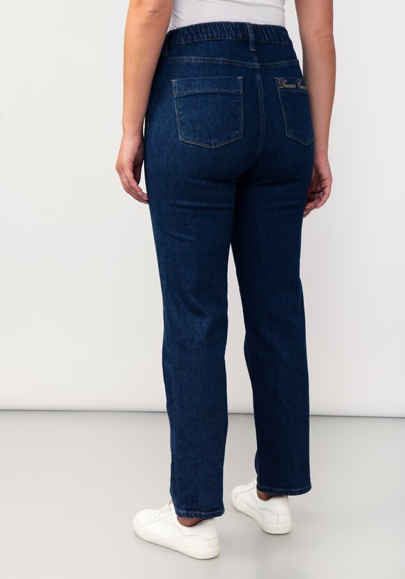 Джинсы прямого кроя с вышивкой на кармане шир.  580, рис. 3