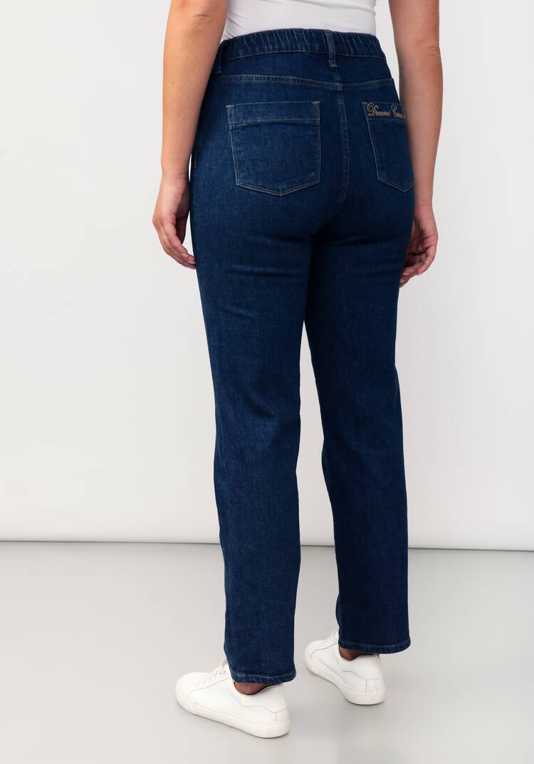 Джинсы прямого кроя с вышивкой на кармане шир.  750, рис. 3