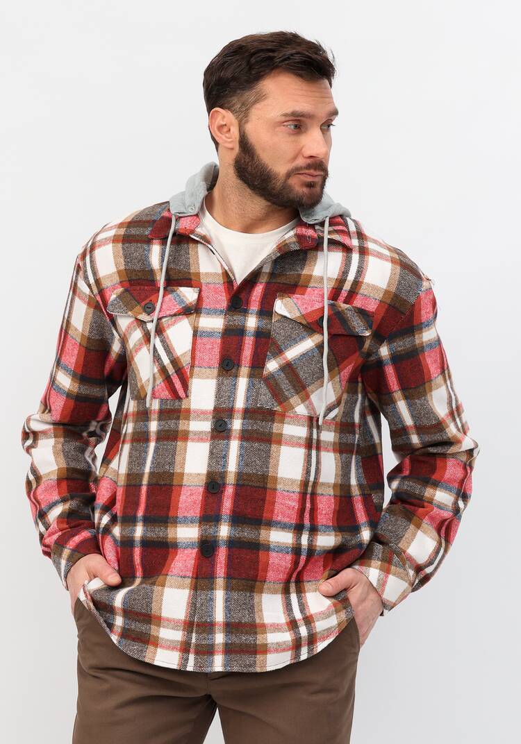 Рубашка с капюшоном в клетку шир.  750, рис. 9