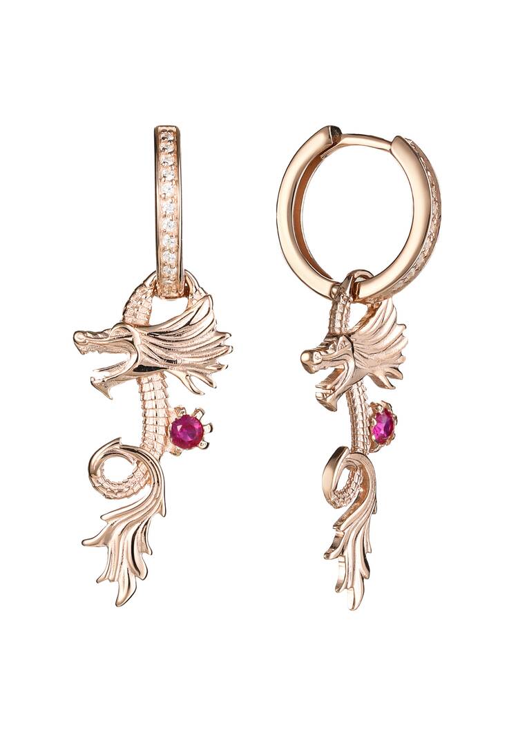 Серьги-трансформеры серебряные Дракон шир.  750, рис. 1