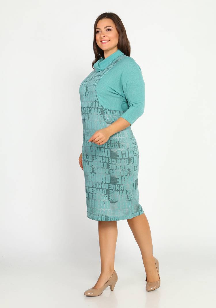 Платье комбинированное с принтом и воротником шир.  750, рис. 2