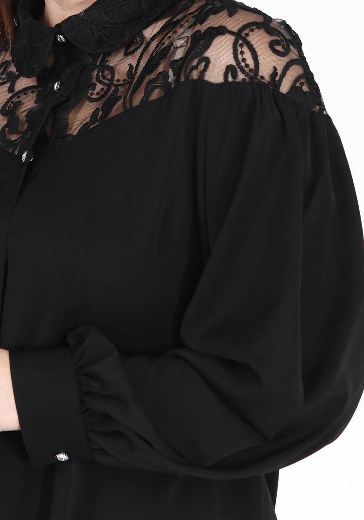 Блуза на пуговицах с гипюровой кокеткой шир.  750, рис. 8