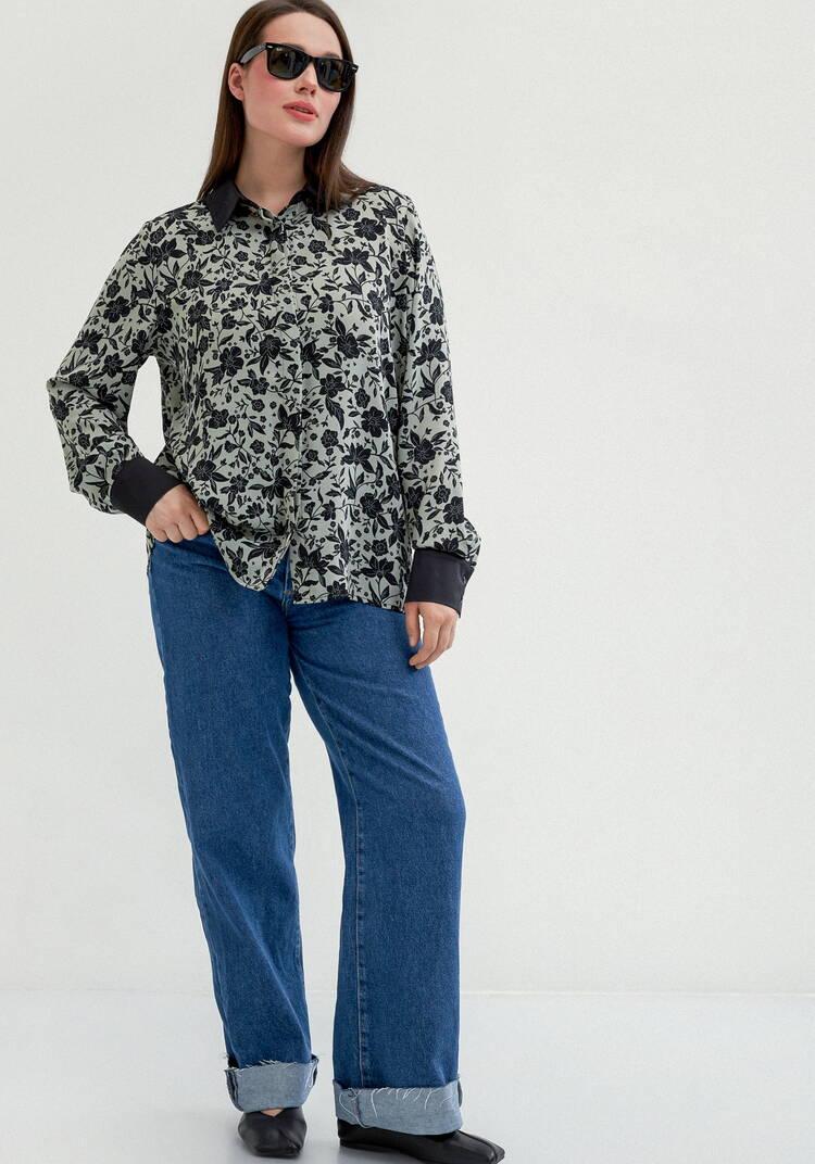 Блуза с контрастными манжетами и воротом шир.  750, рис. 15