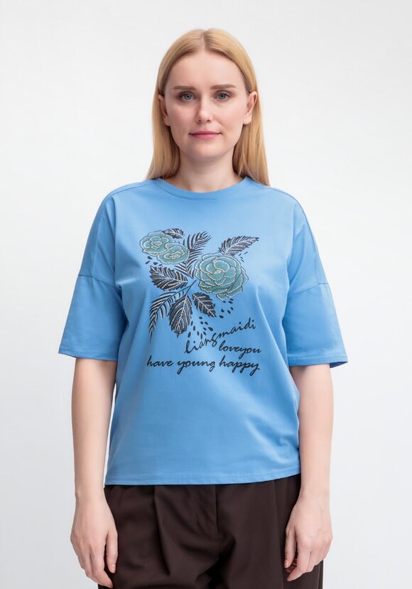 Футболка с принтом Зеленый цветок шир.  580, рис. 34